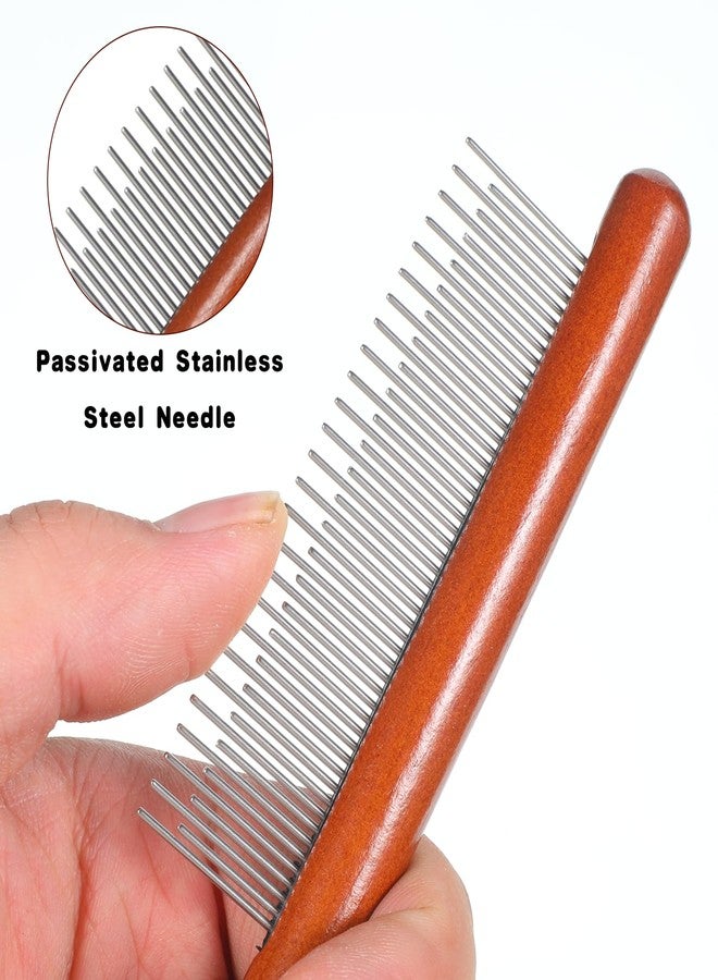 FdcZeyxior Cat Comb, Rabbit Dog Hair Brush Flea Lice Comb Deshedding Brush with Wood Handle, Fine Wide Teeth Remove Tangles, Shedding Fur Fleas​ Grooming Tool for Long Short Haired Cats Dogs Puppy Rabbits - Image 3
